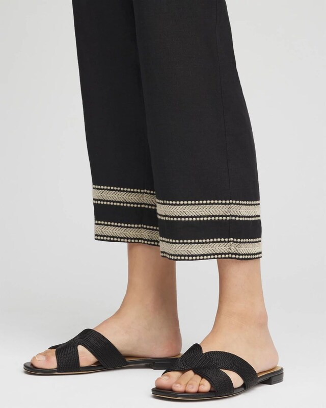 Linen Elastic Waist Cropped Pants - image 4